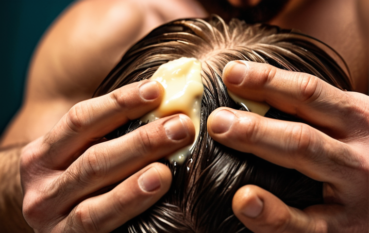 **Close-up of a man's hands warming hair wax between his palms, preparing to style his hair. Soft, diffused lighting.** (This visualizes the "warming wax" technique.)